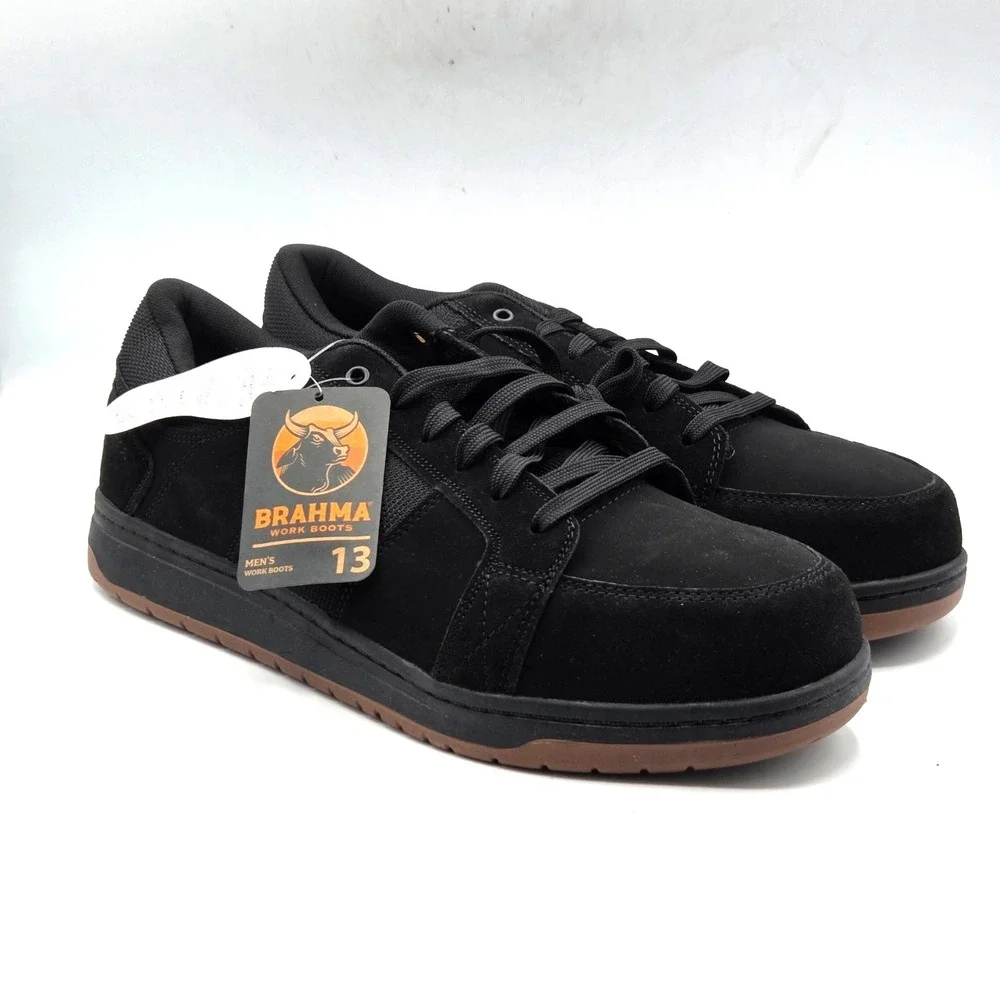 Brahma Men's 13 Black Steel Toe Work Shoes Low Top Boots‎ Slip Oil Resistant